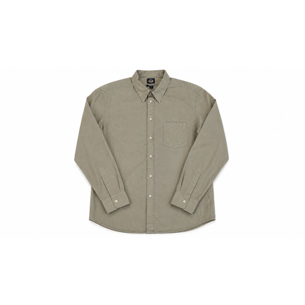 Dockers Button Front Shirt Mens XL Olive Green Long Sleeve Cotton Stretch Casual